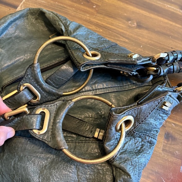 ORYANY Gwen Green Leather Hobo Boho Oversized Tote Shoulder Gypsy Carry All - Picture 8 of 13